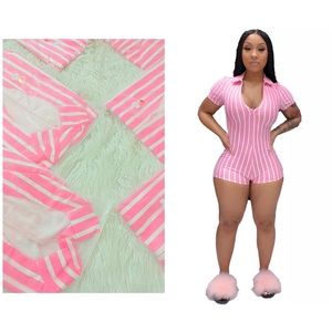 Pink & White Stripe Onesie